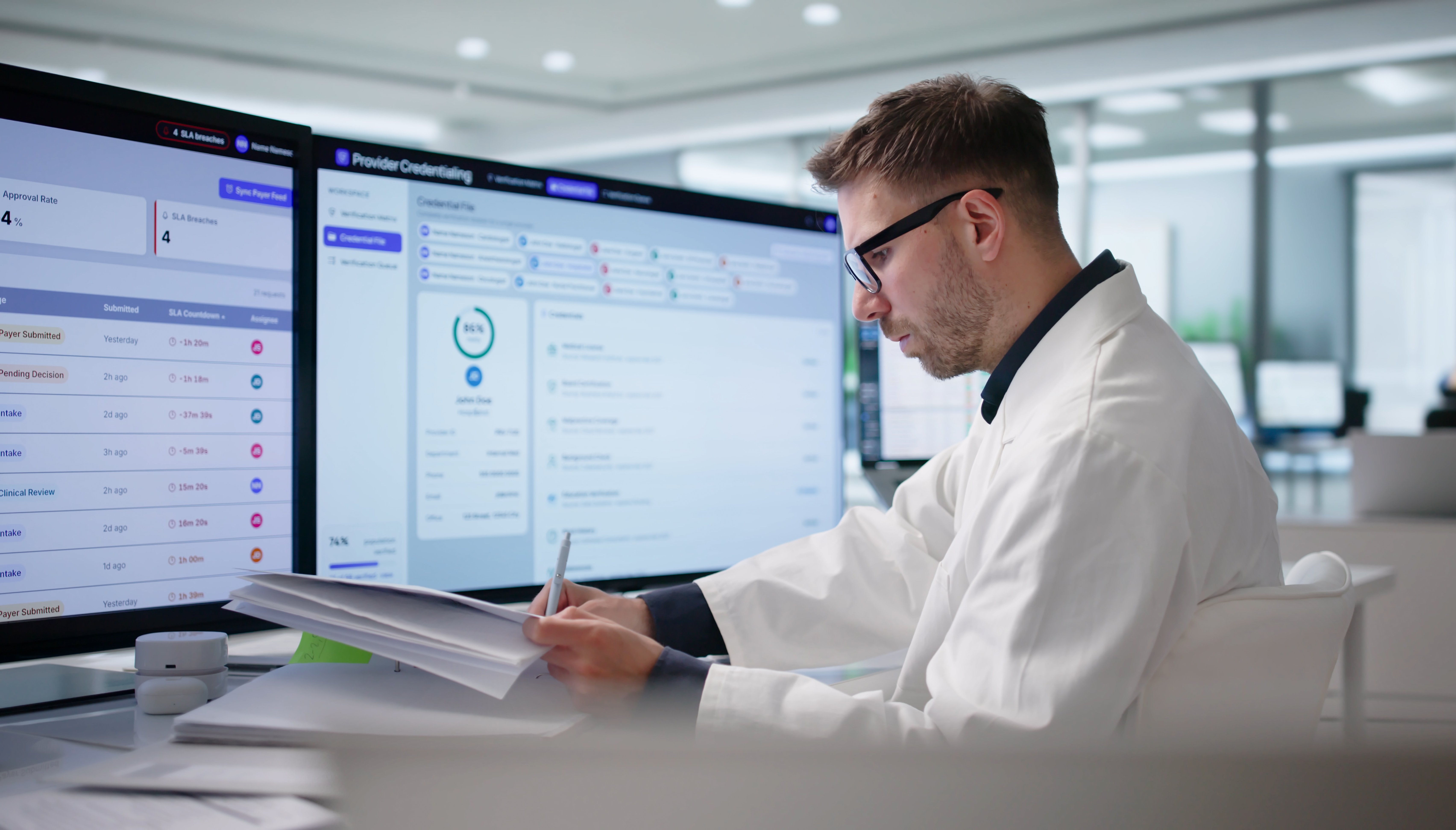 Young Physician Uses Credentialing Software To Manage Medical Provider Data Efficiently.
