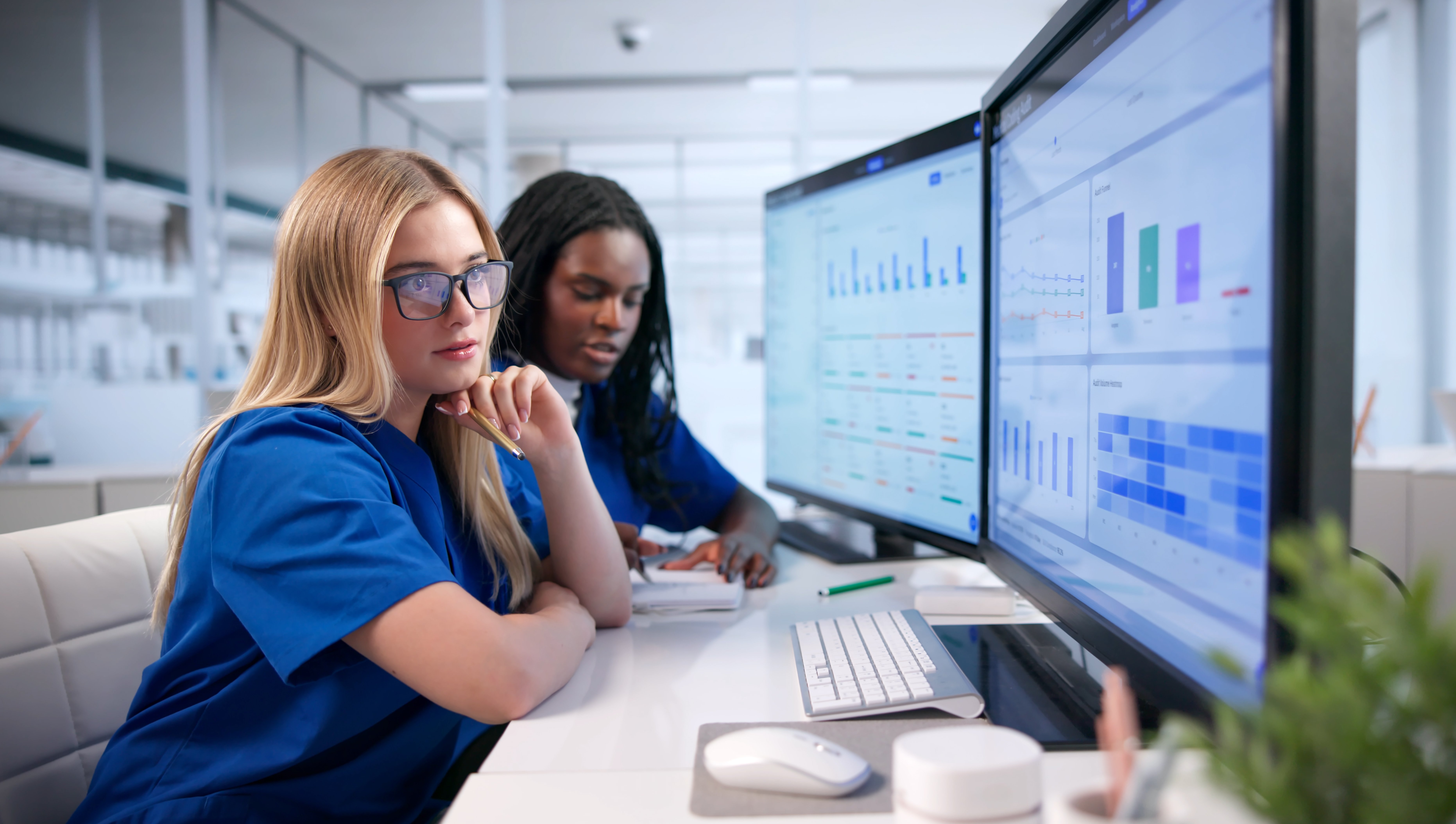 Medical Coder Examines Patient Claims Data For Accurate Billing Processes.